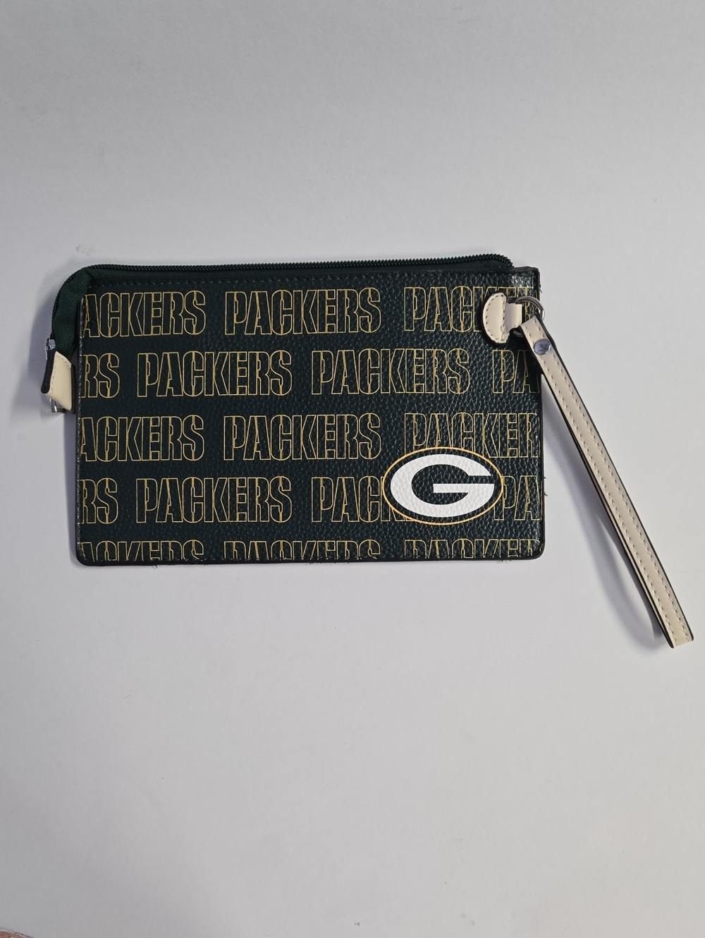 Little Earth Green Bay Packers Green/Gold/White Wristlet Pouch NWOT 9"x5.5"